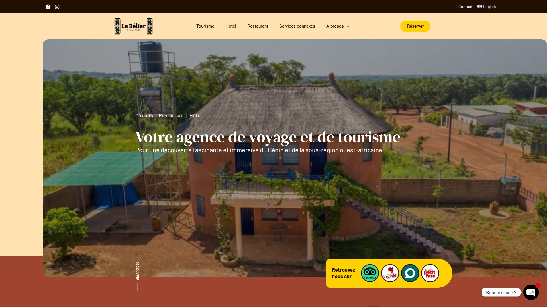 Site web intégrant tourisme, hôtellerie et restauration avec réservation en ligne